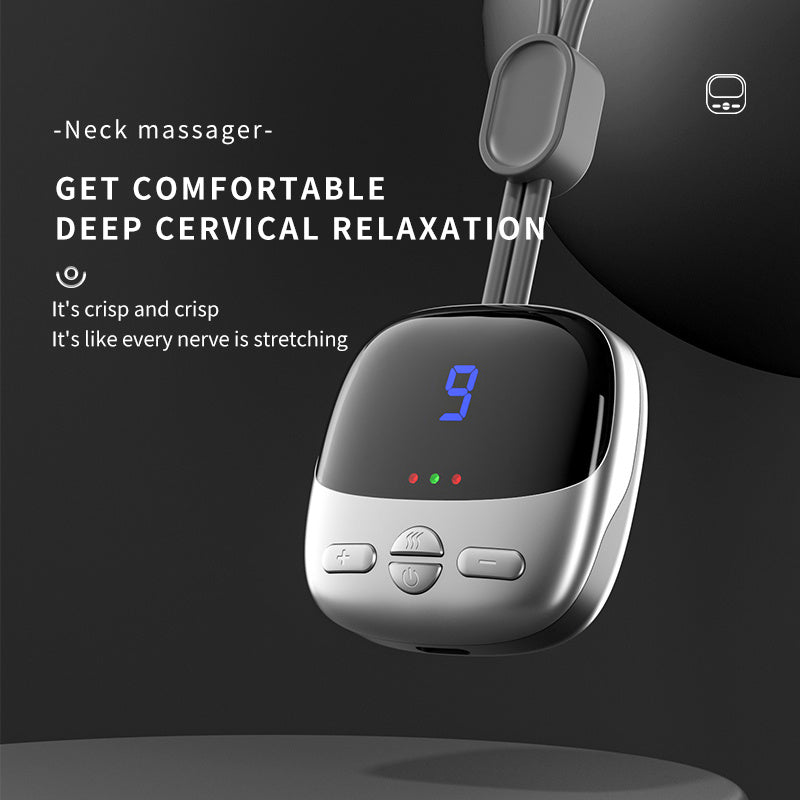 Mini Portable Neck Massager with Heat | Smart EMS TENS Electric Pulse Shoulder & Cervical Spine Massager