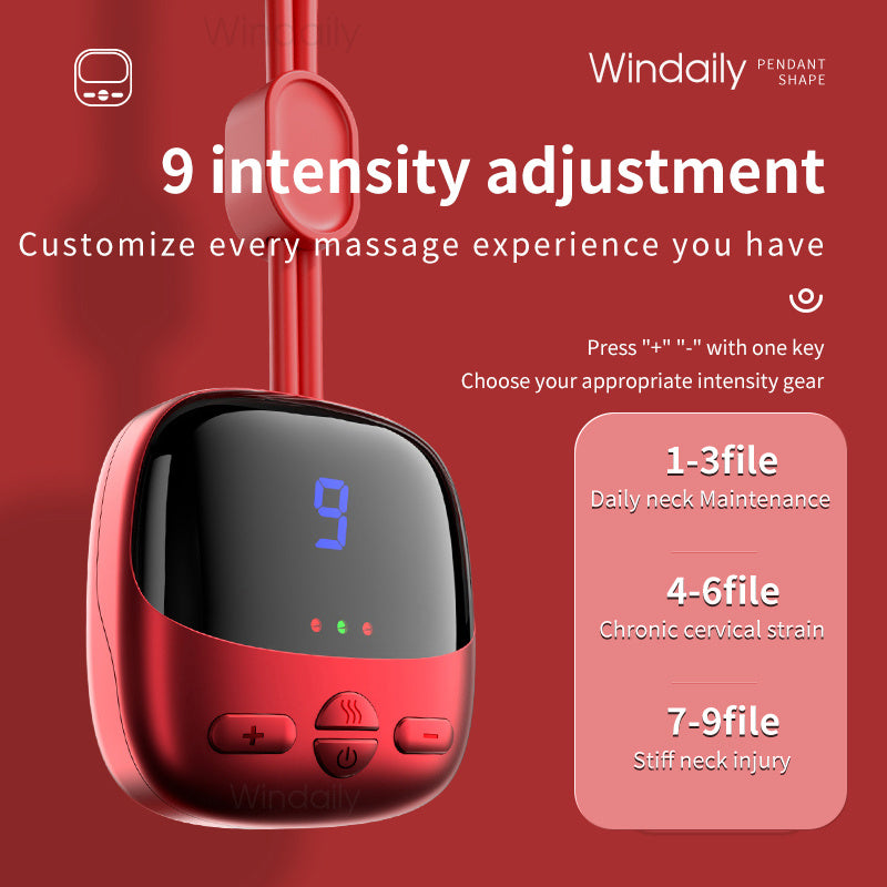 Mini Portable Neck Massager with Heat | Smart EMS TENS Electric Pulse Shoulder & Cervical Spine Massager