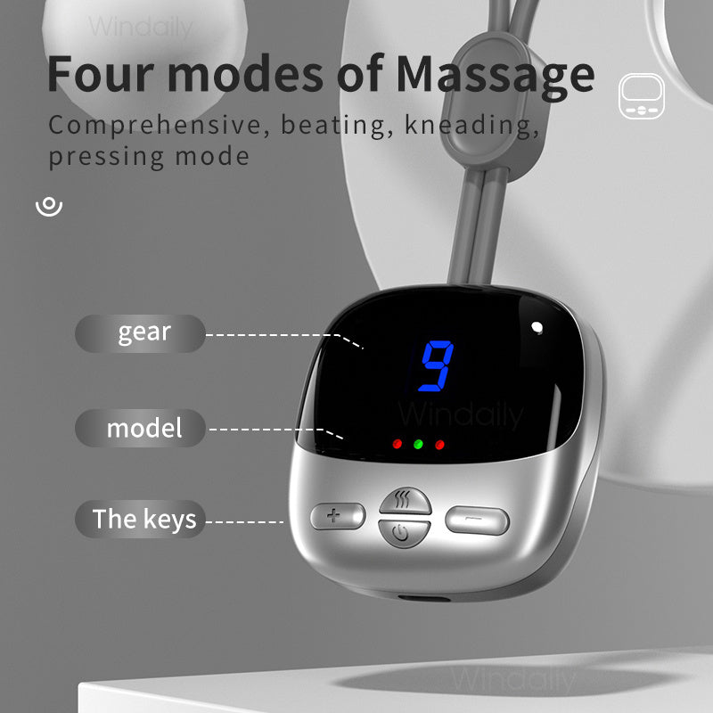 Mini Portable Neck Massager with Heat | Smart EMS TENS Electric Pulse Shoulder & Cervical Spine Massager