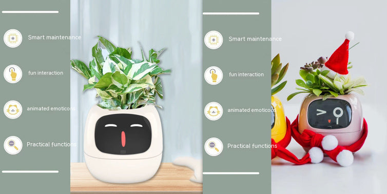 Smart AI Planter – Interactive Self-Watering Plant Pot with Sensors & LED Display | Fun Digital Pet for Home & Office