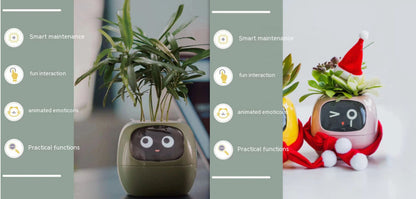 Smart AI Planter – Interactive Self-Watering Plant Pot with Sensors & LED Display | Fun Digital Pet for Home & Office