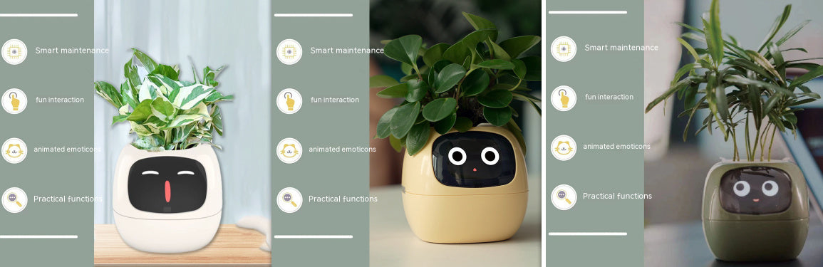 Smart AI Planter – Interactive Self-Watering Plant Pot with Sensors & LED Display | Fun Digital Pet for Home & Office