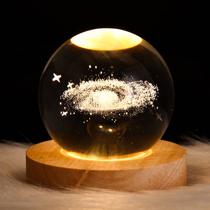 Luminous Starry Sky 3D Crystal Ball Night Lamp – Planets & Moon Projection, Creative Gift for Home Ambiance