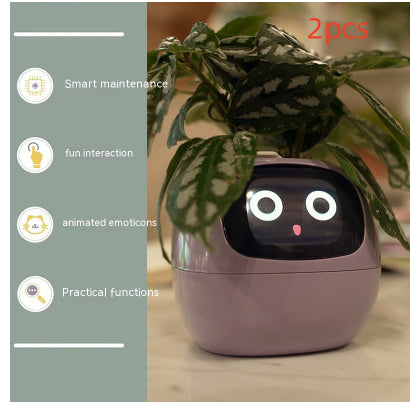 Smart AI Planter – Interactive Self-Watering Plant Pot with Sensors & LED Display | Fun Digital Pet for Home & Office