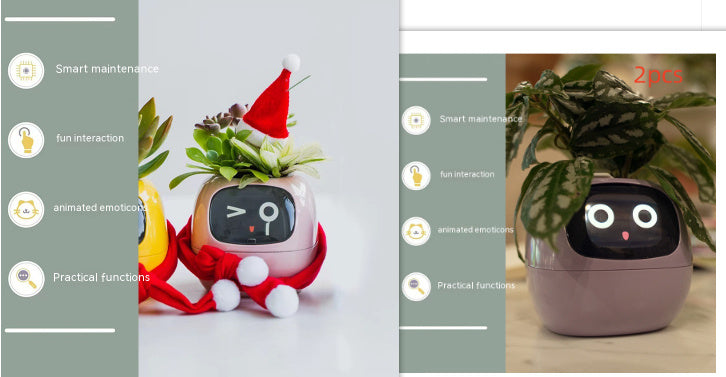 Smart AI Planter – Interactive Self-Watering Plant Pot with Sensors & LED Display | Fun Digital Pet for Home & Office