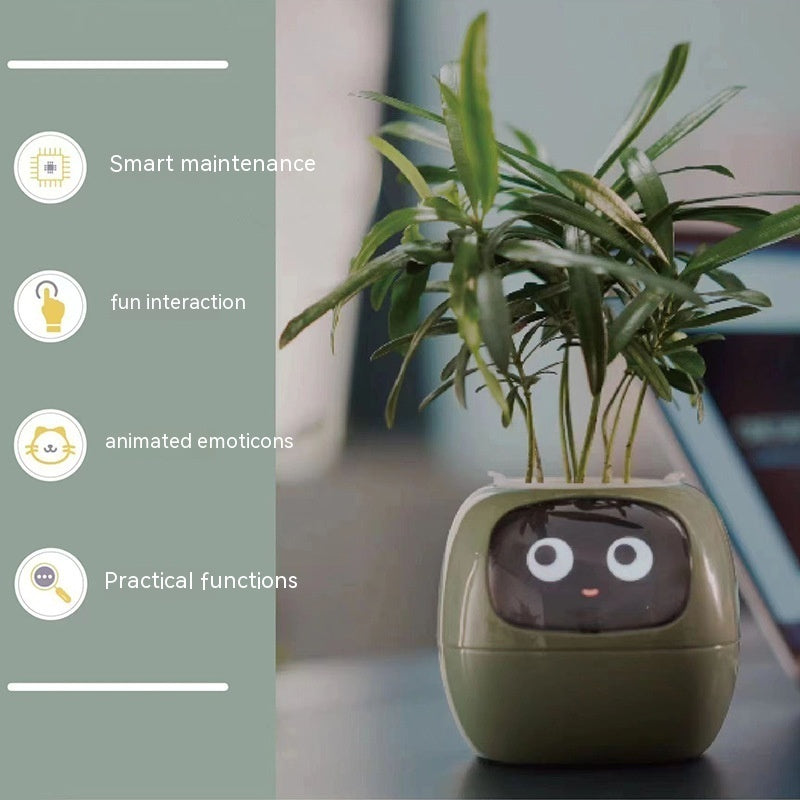 Smart AI Planter – Interactive Self-Watering Plant Pot with Sensors & LED Display | Fun Digital Pet for Home & Office