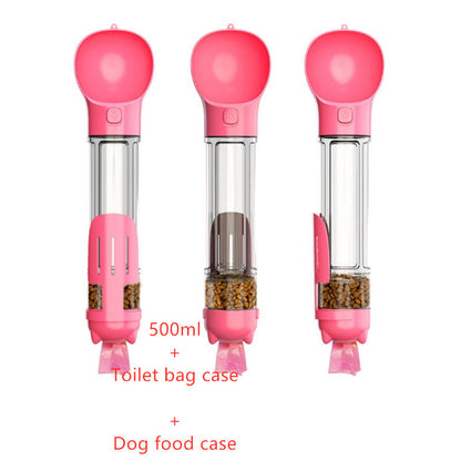 3-in-1 Portable Pet Water Bottle, Feeder Bowl & Waste Bag Storage – Perfect for Outdoor Travel