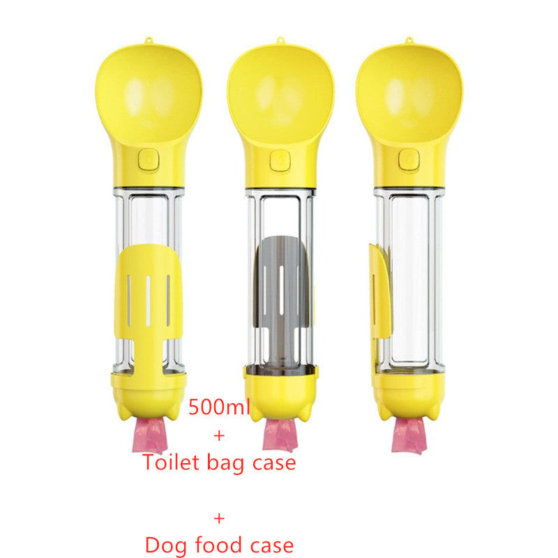 3-in-1 Portable Pet Water Bottle, Feeder Bowl & Waste Bag Storage – Perfect for Outdoor Travel