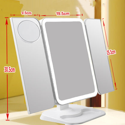 Trifold Makeup Mirror With Light – 68 LED Vanity Mirror with 10X Magnification & 180° Rotation