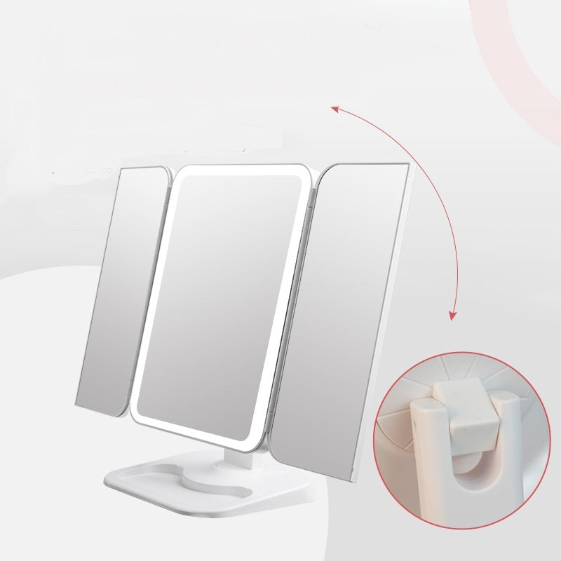 Trifold Makeup Mirror With Light – 68 LED Vanity Mirror with 10X Magnification & 180° Rotation