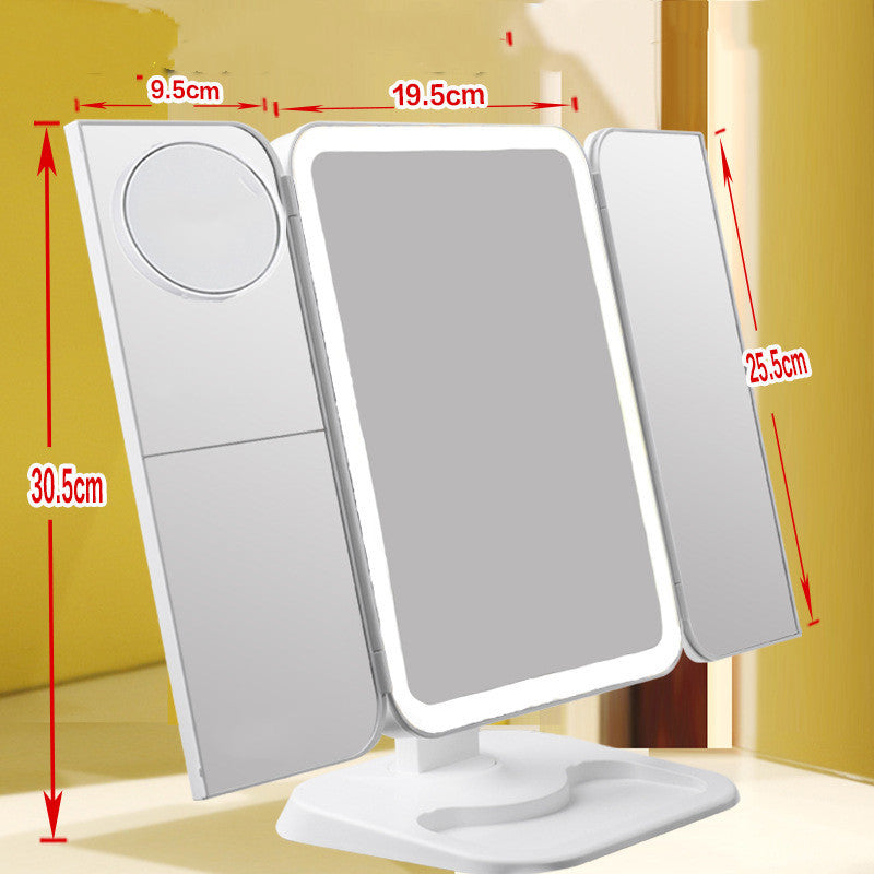 Trifold Makeup Mirror With Light – 68 LED Vanity Mirror with 10X Magnification & 180° Rotation