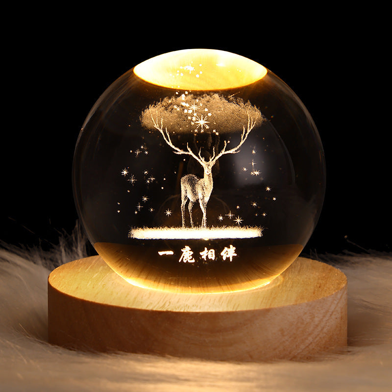 Luminous Starry Sky 3D Crystal Ball Night Lamp – Planets & Moon Projection, Creative Gift for Home Ambiance