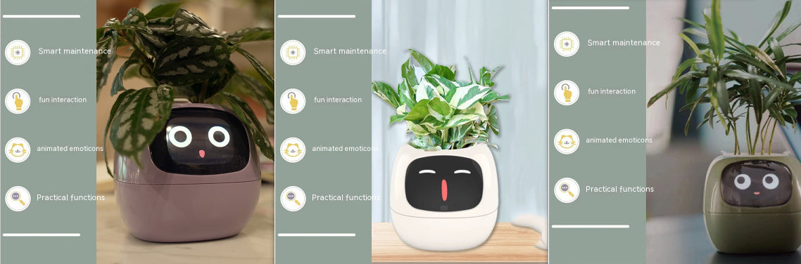 Smart AI Planter – Interactive Self-Watering Plant Pot with Sensors & LED Display | Fun Digital Pet for Home & Office