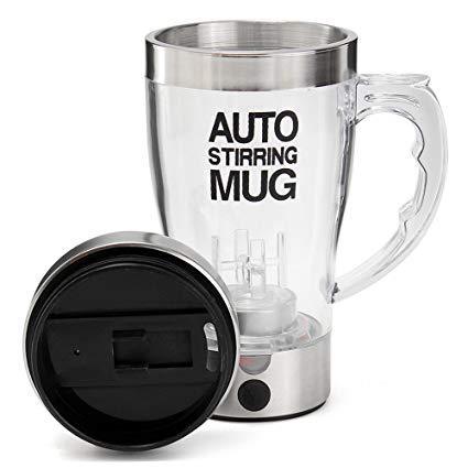 Self-Stirring Mug | Automatic Mixing Coffee Cup | Stainless Steel Travel Mug | Battery-Powered Stirring Cup for Tea, Coffee & Hot Drinks