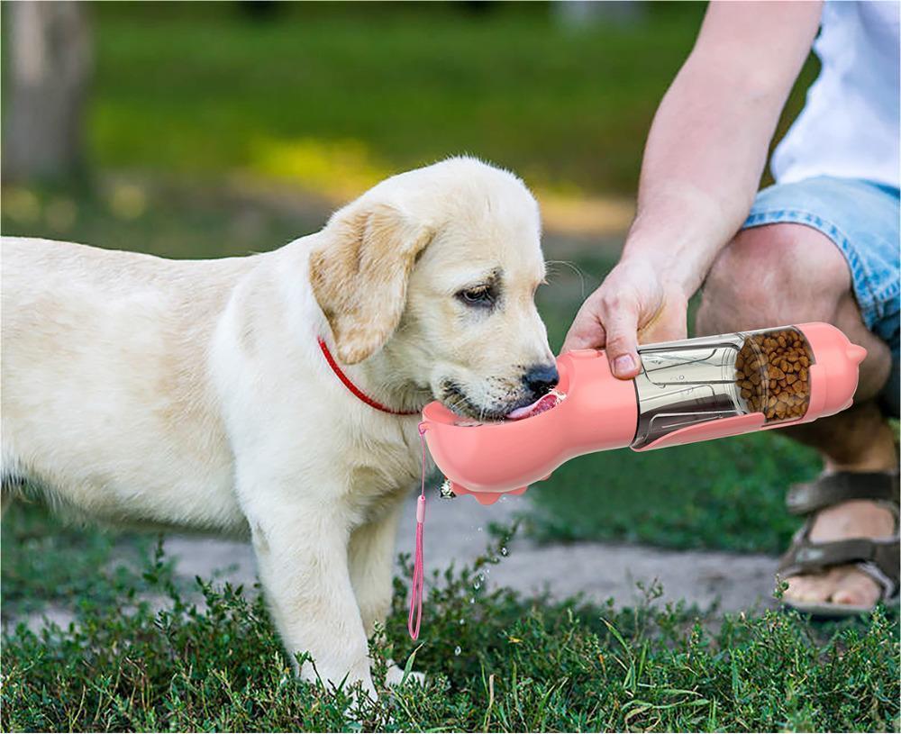 3-in-1 Portable Pet Water Bottle, Feeder Bowl & Waste Bag Storage – Perfect for Outdoor Travel