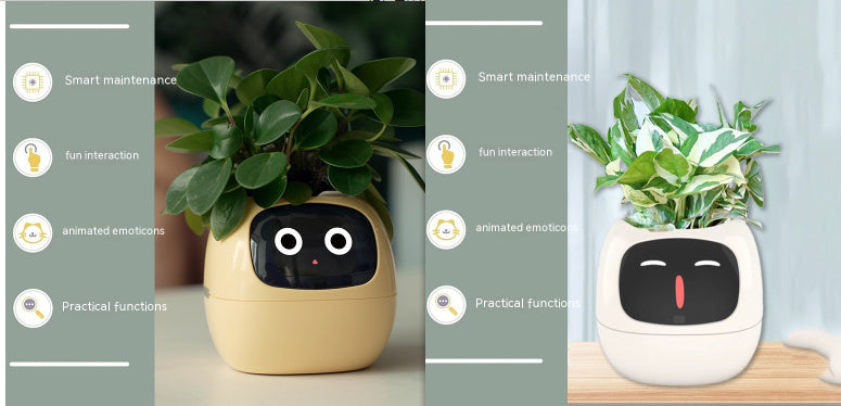 Smart AI Planter – Interactive Self-Watering Plant Pot with Sensors & LED Display | Fun Digital Pet for Home & Office