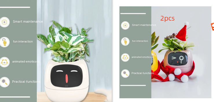 Smart AI Planter – Interactive Self-Watering Plant Pot with Sensors & LED Display | Fun Digital Pet for Home & Office