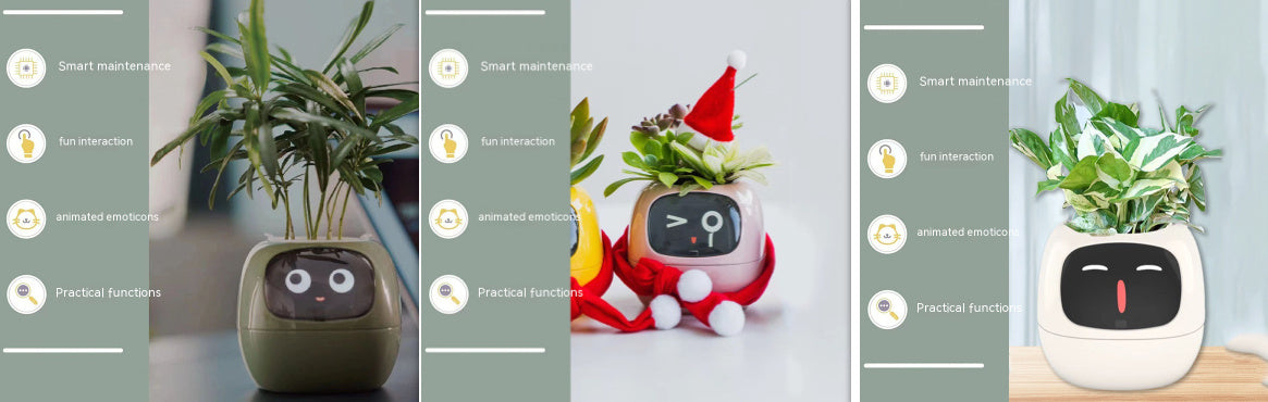 Smart AI Planter – Interactive Self-Watering Plant Pot with Sensors & LED Display | Fun Digital Pet for Home & Office