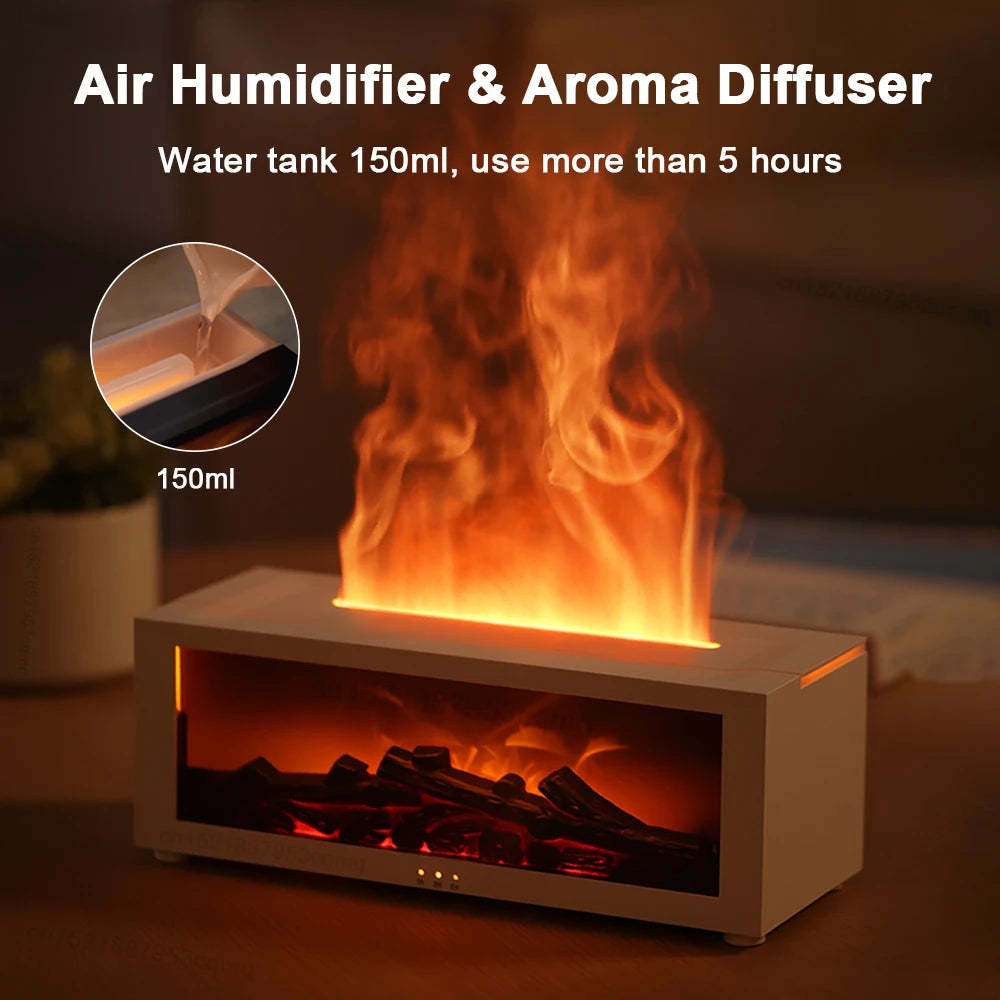 3D Flame Aromatherapy Diffuser – Colorful LED Essential Oil Humidifier for Home & Office