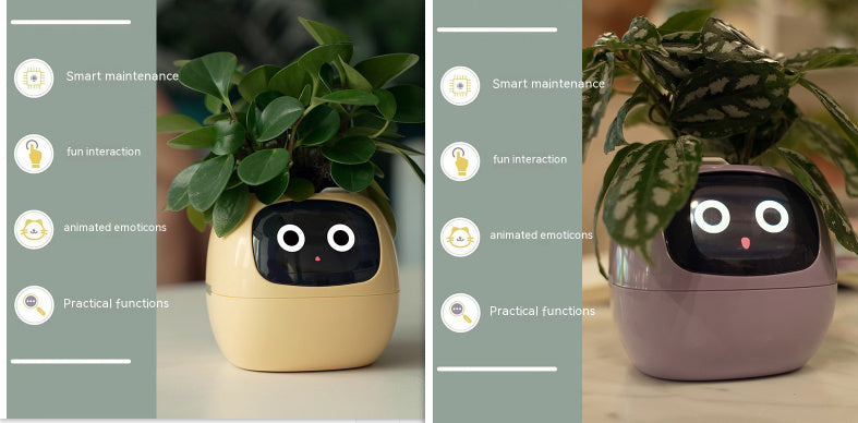 Smart AI Planter – Interactive Self-Watering Plant Pot with Sensors & LED Display | Fun Digital Pet for Home & Office