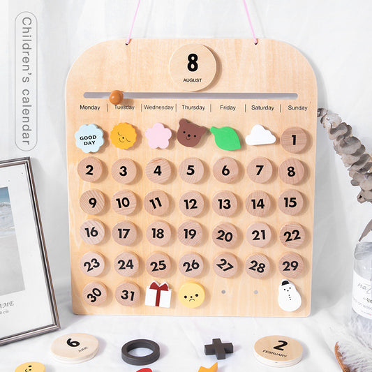 Children's Wooden Calendar – Interactive Educational Desktop Pendant