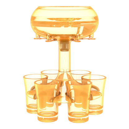 6-Shot Glass Dispenser with Holder – Wine, Whisky, Beer Dispenser Rack | Party Bar Accessory for Drinking Games & Cocktail Nights