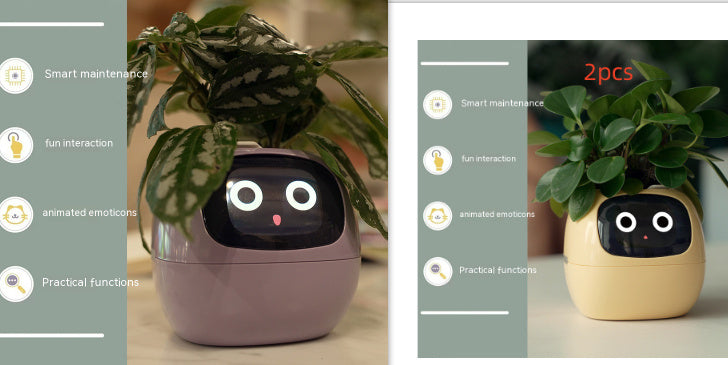 Smart AI Planter – Interactive Self-Watering Plant Pot with Sensors & LED Display | Fun Digital Pet for Home & Office