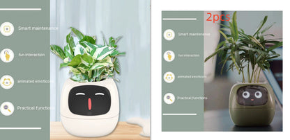 Smart AI Planter – Interactive Self-Watering Plant Pot with Sensors & LED Display | Fun Digital Pet for Home & Office