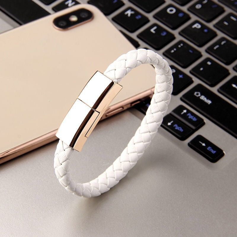 Bracelet USB Charger – Stylish Leather Charging Cable for iPhone, Android, and USB-C Devices