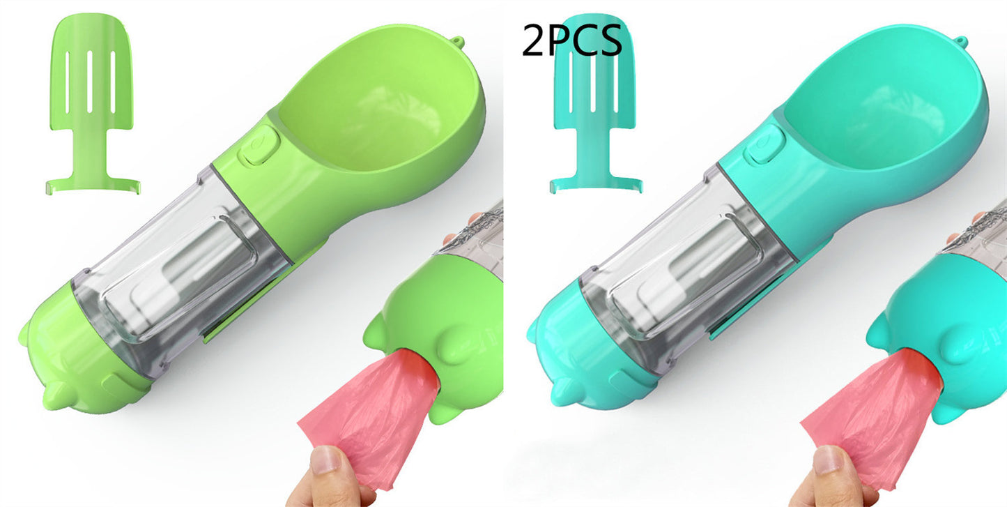 3-in-1 Portable Pet Water Bottle, Feeder Bowl & Waste Bag Storage – Perfect for Outdoor Travel