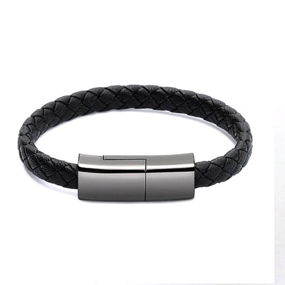 Bracelet USB Charger – Stylish Leather Charging Cable for iPhone, Android, and USB-C Devices