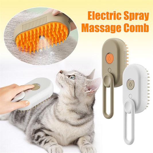 3-in-1 Electric Steam Pet Brush – Cat & Dog Grooming Comb with Massage & Hair Removal