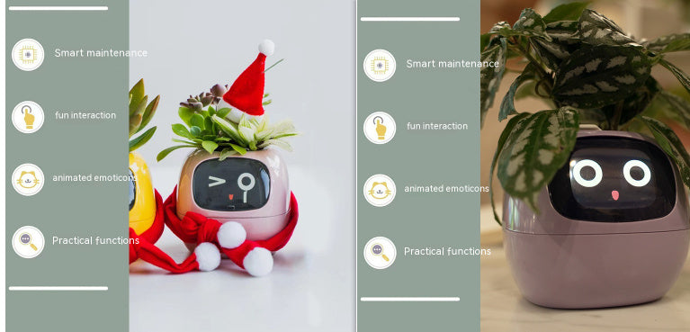 Smart AI Planter – Interactive Self-Watering Plant Pot with Sensors & LED Display | Fun Digital Pet for Home & Office