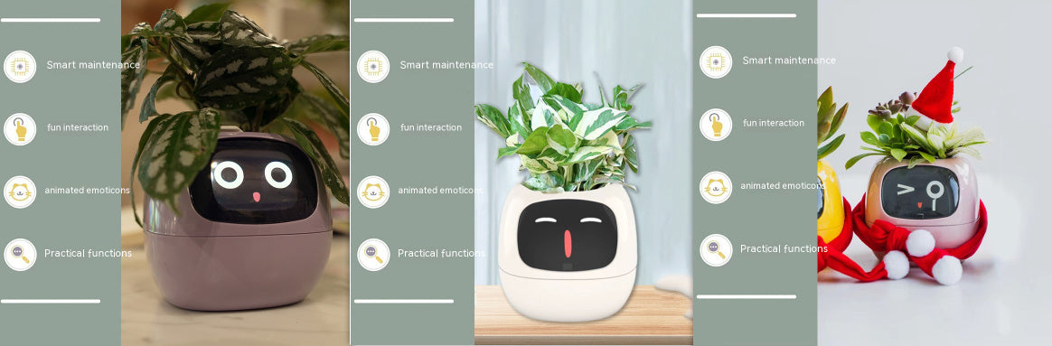 Smart AI Planter – Interactive Self-Watering Plant Pot with Sensors & LED Display | Fun Digital Pet for Home & Office