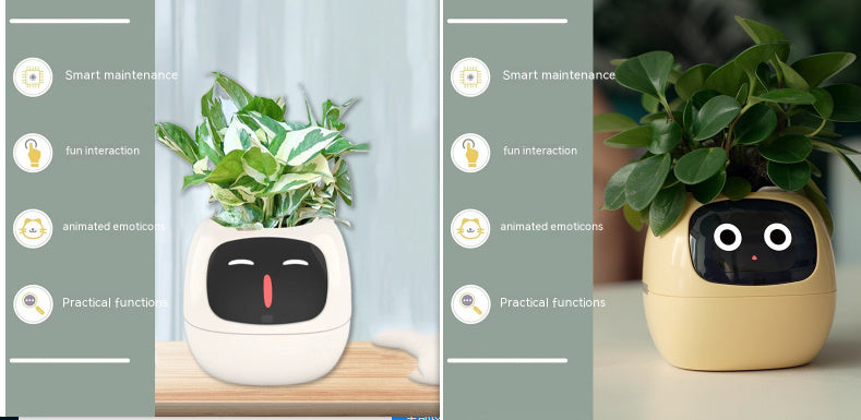 Smart AI Planter – Interactive Self-Watering Plant Pot with Sensors & LED Display | Fun Digital Pet for Home & Office