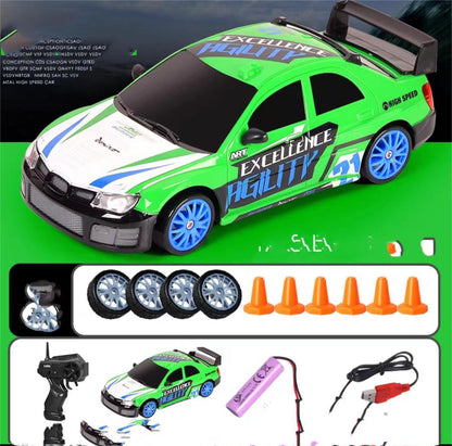 2.4Ghz 4WD RC Drift Car – High-Speed Remote Control GTR AE86 Model Racing Toy with Rechargeable Battery, Drift Tires & Accessories for Kids – Perfect Birthday Gift