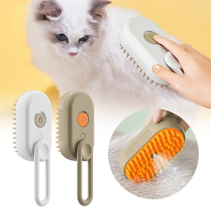 3-in-1 Electric Steam Pet Brush – Cat & Dog Grooming Comb with Massage & Hair Removal