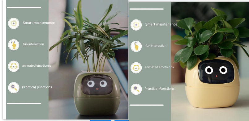 Smart AI Planter – Interactive Self-Watering Plant Pot with Sensors & LED Display | Fun Digital Pet for Home & Office