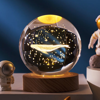 Luminous Starry Sky 3D Crystal Ball Night Lamp – Planets & Moon Projection, Creative Gift for Home Ambiance