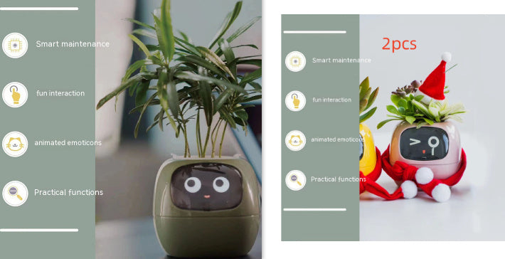 Smart AI Planter – Interactive Self-Watering Plant Pot with Sensors & LED Display | Fun Digital Pet for Home & Office