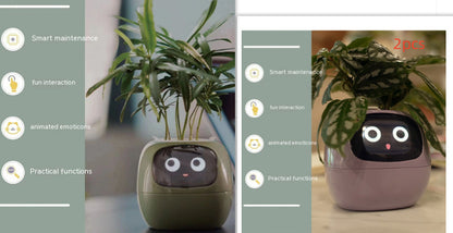 Smart AI Planter – Interactive Self-Watering Plant Pot with Sensors & LED Display | Fun Digital Pet for Home & Office