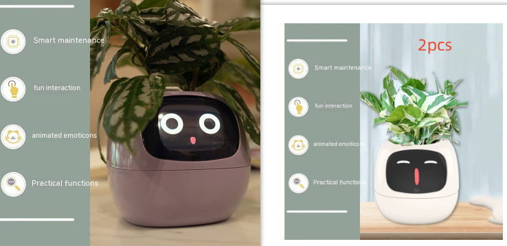 Smart AI Planter – Interactive Self-Watering Plant Pot with Sensors & LED Display | Fun Digital Pet for Home & Office