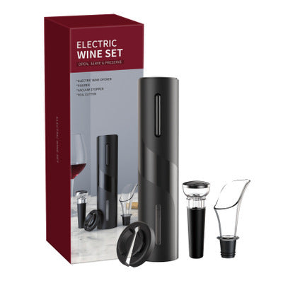 Automatic Electric Wine Opener Set with Foil Cutter – High-End Corkscrew for Effortless Wine Opening – Stylish Kitchen Gadgets