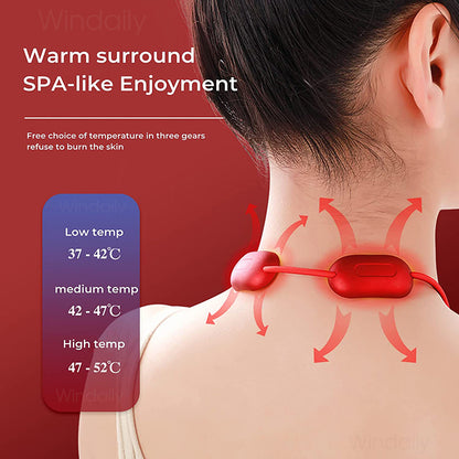 Mini Portable Neck Massager with Heat | Smart EMS TENS Electric Pulse Shoulder & Cervical Spine Massager