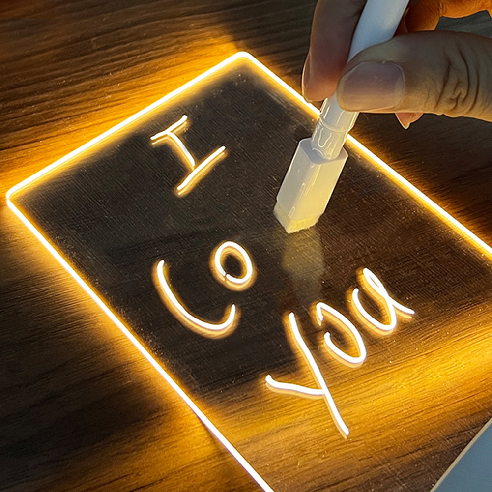 Creative LED Message Board Night Light – USB-Powered Decorative Lamp with Erasable Writing Board & Pen