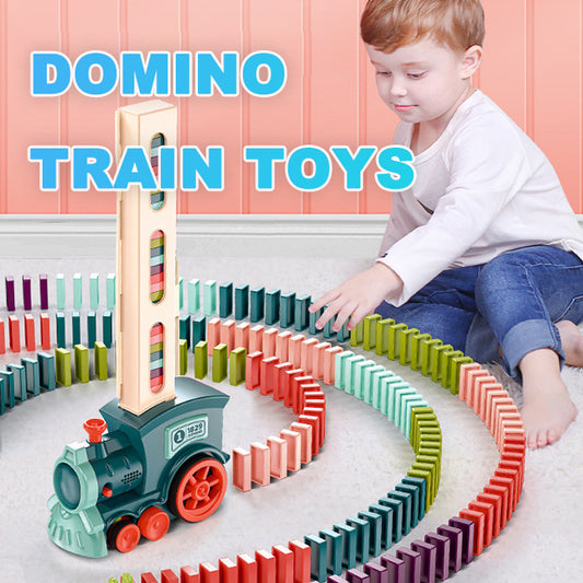 Domino Train Toy for Kids – Electric Automatic Dominoes Puzzle with 100 Dominoes, Fun Baby Developmental Toy