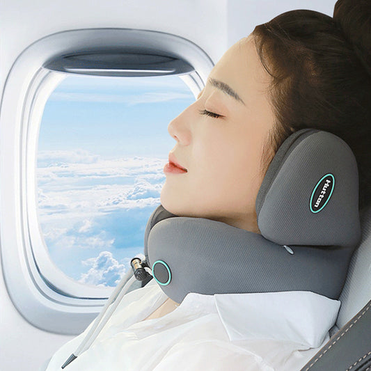 Memory Foam U-Shaped Travel Pillow – Neck Support, Noise Reduction & Massage Comfort