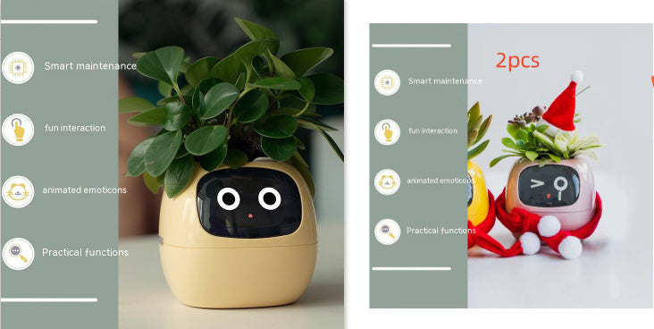 Smart AI Planter – Interactive Self-Watering Plant Pot with Sensors & LED Display | Fun Digital Pet for Home & Office