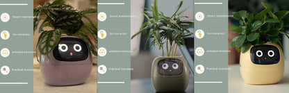 Smart AI Planter – Interactive Self-Watering Plant Pot with Sensors & LED Display | Fun Digital Pet for Home & Office