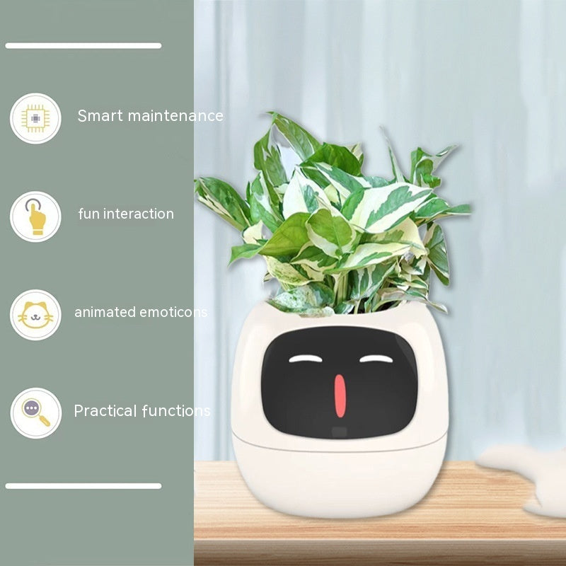 Smart AI Planter – Interactive Self-Watering Plant Pot with Sensors & LED Display | Fun Digital Pet for Home & Office